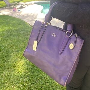 Coach Purple Satchel Shoulder Bag Crossbody Bag Purse Women’s Leather